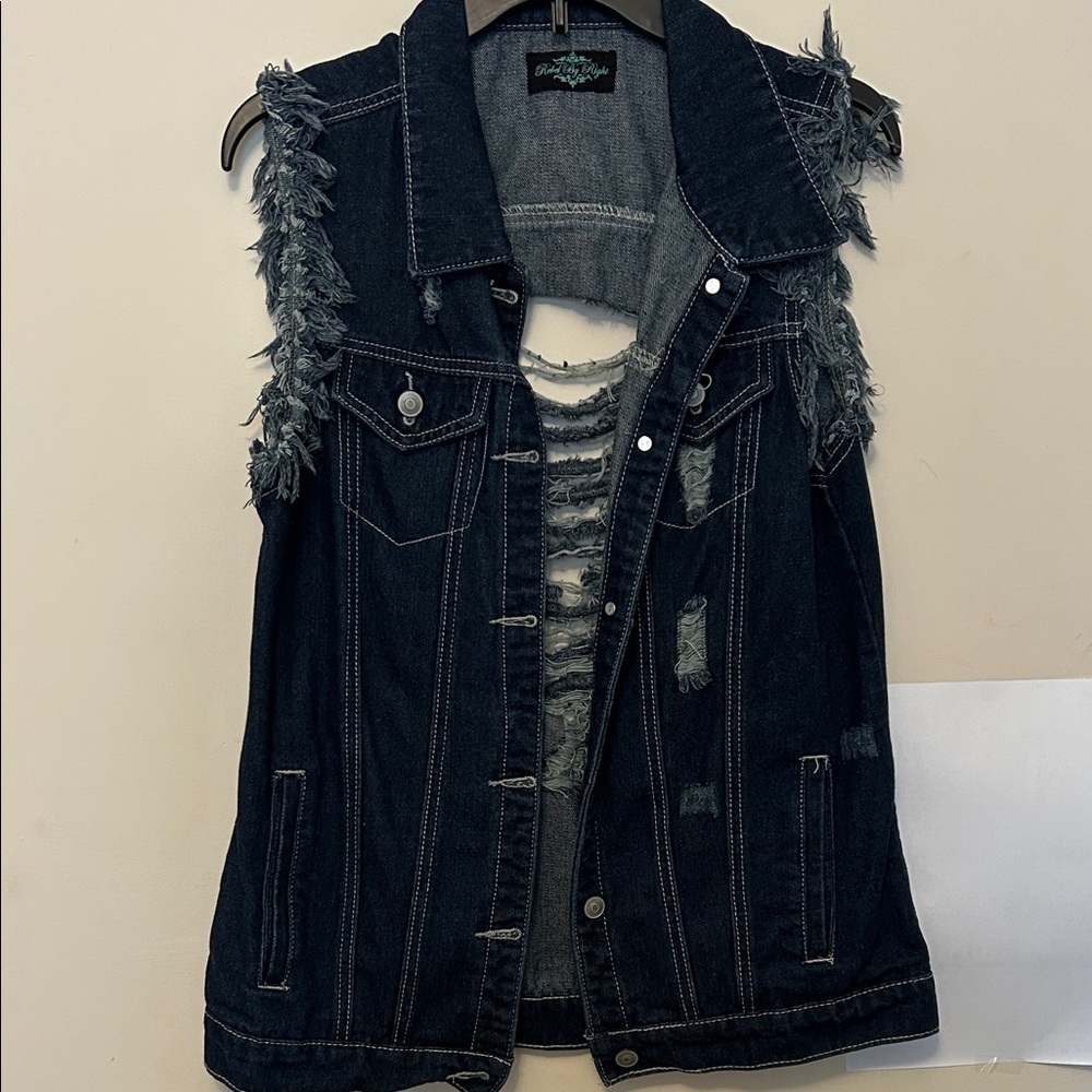 Distressed Black Denim Jean Jacket